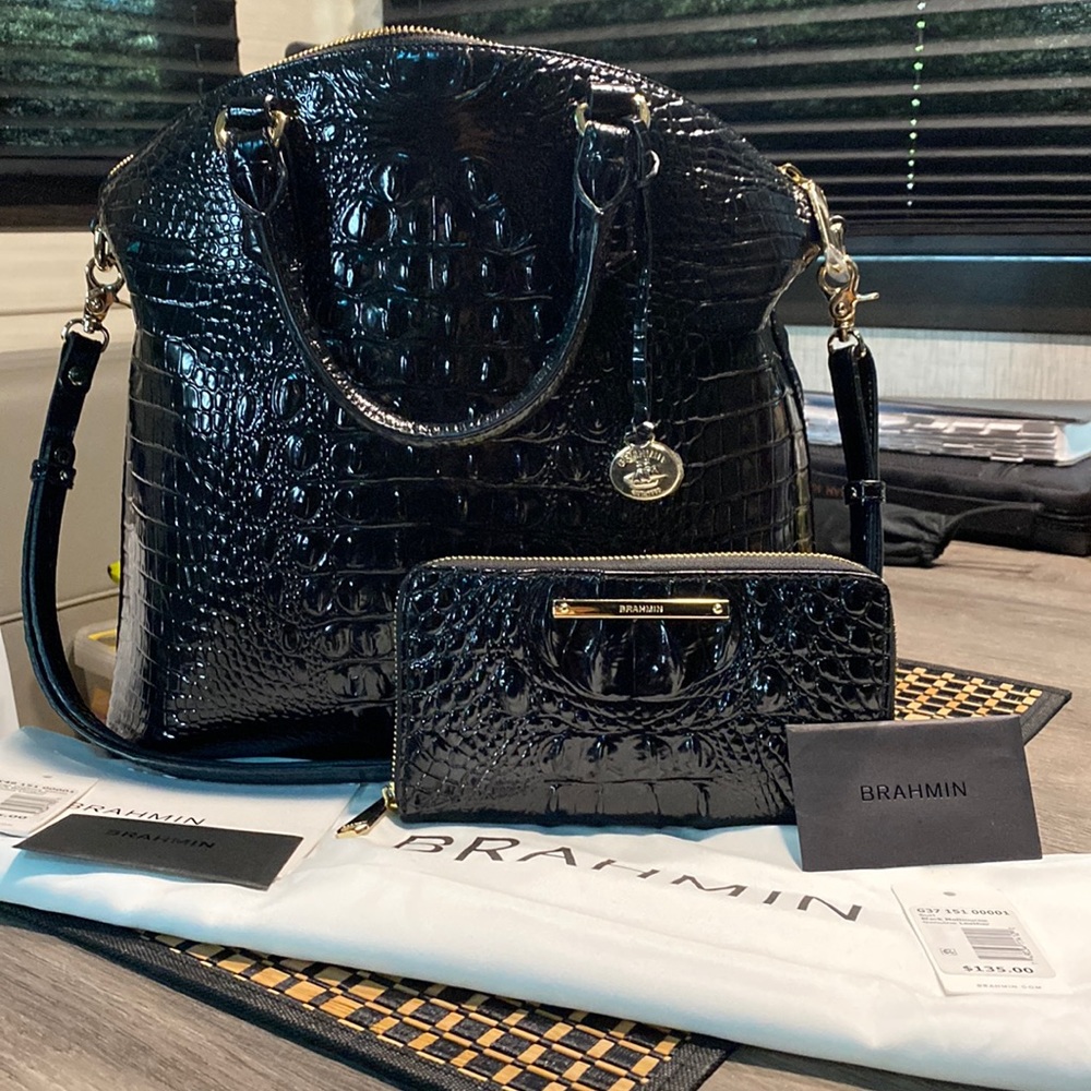 Brahmin satchel and matching wallet